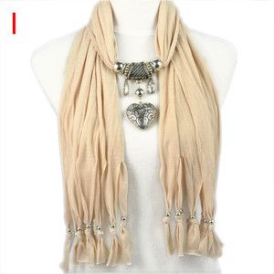 Champagne heart drop pendant scarf soft jewelry shawl  
