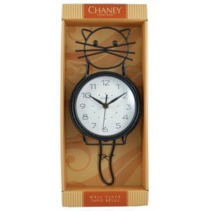 Chaney 46060 Black Cat Wall Clock with Tail as Pendulum