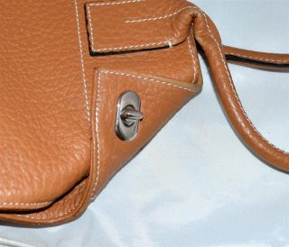 Cats Light Brown Caramel PEBBLED Leather Shoulder Bag Purse Made in 