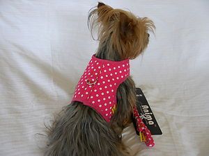 Dog Cat Clothing Apparel Harness Vest Leash New Pink Polka Dots