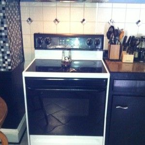   Flat Top Range Stove Black White Ceramic Top Self Cleaning Oven