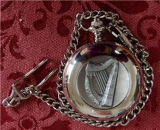 Irish Celtic Harp Pewter Pocket Watch Crafted in Ireland