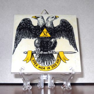 Double Headed Eagle Ceramic Tile HQ Freemasonry Masonic Scottish Rite 