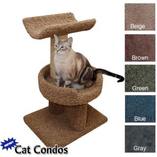 New Cat Condos Windows Perch Scratching Posts House Bed BEIGE 