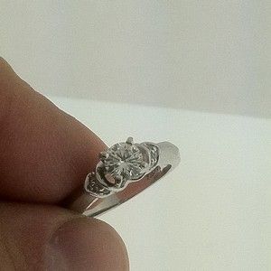   Round Diamond Engagement Ring 14KW Gold E VVS2 Certified AGI Natural