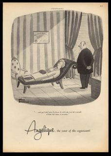 1955 Charles Addams Psychiatrist Cartoon Angelique Perfume Vintage 