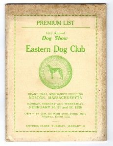 1928 EASTERN DOG CLUB CLUB DOG SHOW Premiums Catalog BOSTON MA