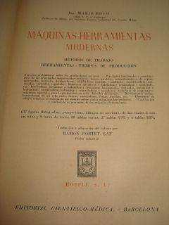 Maquinas Herramientas Modernas ing Mario Rossi 1958