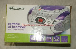 Memorex Portable CD Boombox Cassette Recorder Am FM Radio Purple New 