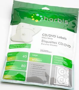 CD DVD Labels Glossy Inkjet White 80 Labels Label Applicator