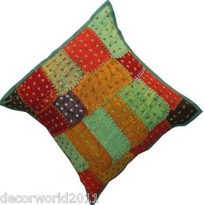INDIAN STITCH CHAIR COUCH BED DECORATIVE THROW CUSHION COVER FLORAL 16 