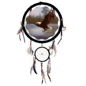 Eagle Dream Catcher 13 inch with Beads and Feathers