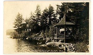 Inlet NY Cedar Island on Fourth Lake RPPC Postcard Adirondacks 4th 