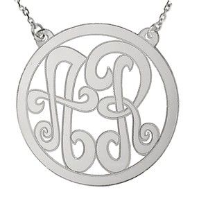 Custom Design Jewelry Circle Monogram 925 Sterling Silver Necklace 