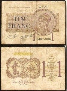 France 1 Franc 1922 Chambre De Commerce De Paris S G15 0 075 906