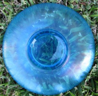 Northwood Celeste BlueStretch Glass Cupped Shallow Bowl ~ 1920s