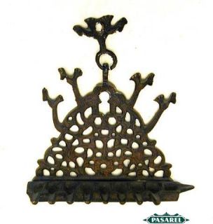 RARE Antique Brass Hanukkah Lamp Menorah Morocco C1900