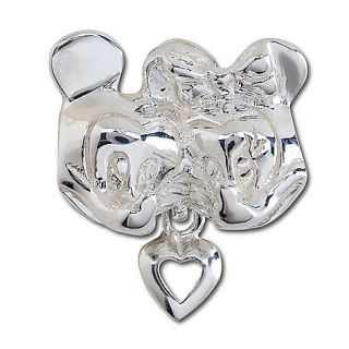 New Sterling Silver Minnie and Mickey Mouse Heart Charm