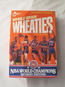 DETROIT PISTONS Basketball NBA World Champions Wheaties Cereal Box 