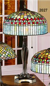 Art Nouveau Tiffany Cathedral Table Lamp