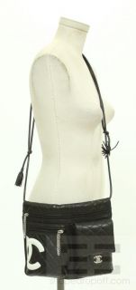 Chanel Black White Leather Cambon Waist Handbag