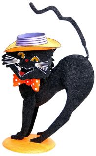 Here is a wonderful Dept 56 Black Cat Bobber Candle Votive Holder in 
