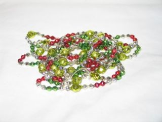 Vintage Christmas Mercury Glass Bead Garland Fancy Faceted Shapes 104 