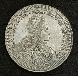 1740 Austria Emperor Charles VI Silver Double Thaler Coin AU