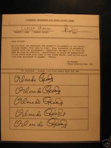 1973 Topps Original 5x Signed Contract Sheet Cepeda