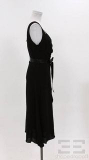 Charles Chang Lima Black Silk Belted Sleeveless Dress Size 8
