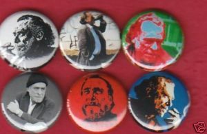 Charles Bukowski Set of 6 Buttons Pins Badges