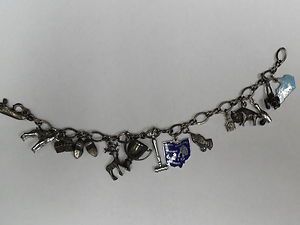Sterling Silver Charm Bracelet with 14 Charms