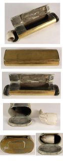 Trench Art Brass Combination PIPE HOLDER / TOBACCO BOX VESTA c1918