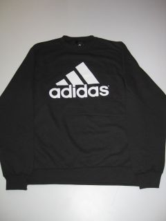 Black Logo White Adidas Crewneck Sweater Mens LS Longsleeve New Crew 
