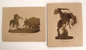 Vintage 1977 Charles C M Russell Embossed Gold Foil Two Print Set Free 