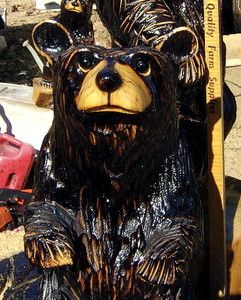 Chainsaw carved Black Bear one of a kind wood carving sculpture