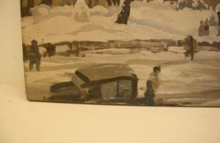   Impressionist Painting Signed by CK Chatterton NYC Winter Scene