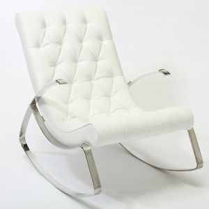 Modern Design White Leather Rocking Chaise Lounge Chair
