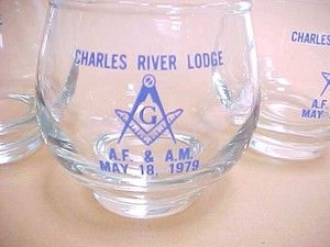   Glass 1979 A F A M Charles River Lodge Masonic Mason Glasses