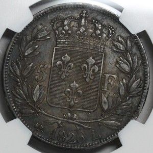   NGC XF FRANCE RARE 719K minted Charles X silver 5 francs BAYONNE Mint