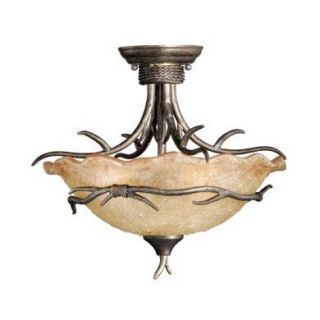   Rustic Vine Semi Flush Ceiling Lighting Fixture OR Pendant, Bronze