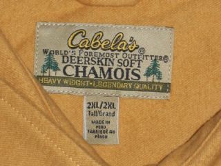 Cabelas Mens Gold Deerskin Chamois Long Sleeve Shirt 2XL XXL Mint 