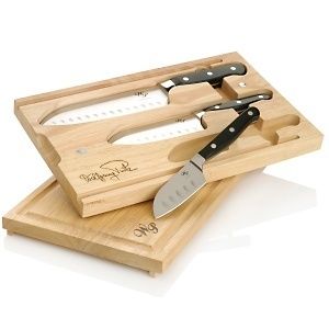    Puck 5 Piece Santoku Chefs Knife Set with case and cutting board