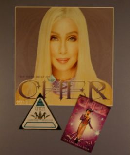 CHER 2003 LIVING PROOF / FAREWELL TOUR MATTED POSTER, PASS & PROMO 