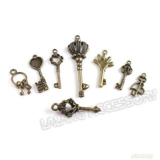   New  Assorted Antique Bronze Key Charms Pendants 140627