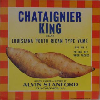 Chataignier King Vintage Yam Crate Label Louisiana