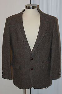   Austin Manor Brown Tweed Plaid Check Sport Coat Jacket 44R Wool Blazer