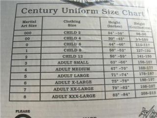 Kids Childs 8 Martial Arts Size 1 Karate Uniform Black Shirt & White 