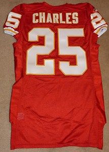 2011 JAMAAL CHARLES KANSAS CITY CHIEFS UN USED GAME ISSUED PRO CUT 