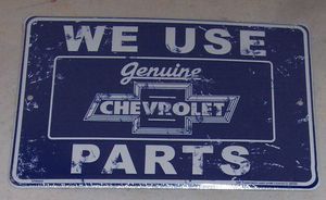   Genuine CHEVROLET PARTS Embossed Tin Sign Camaro Chevelle Impala Chevy